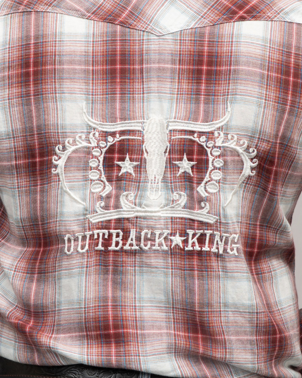 Outback King | Men's Legend Logo Shirt | Brown/Blue/Red Check