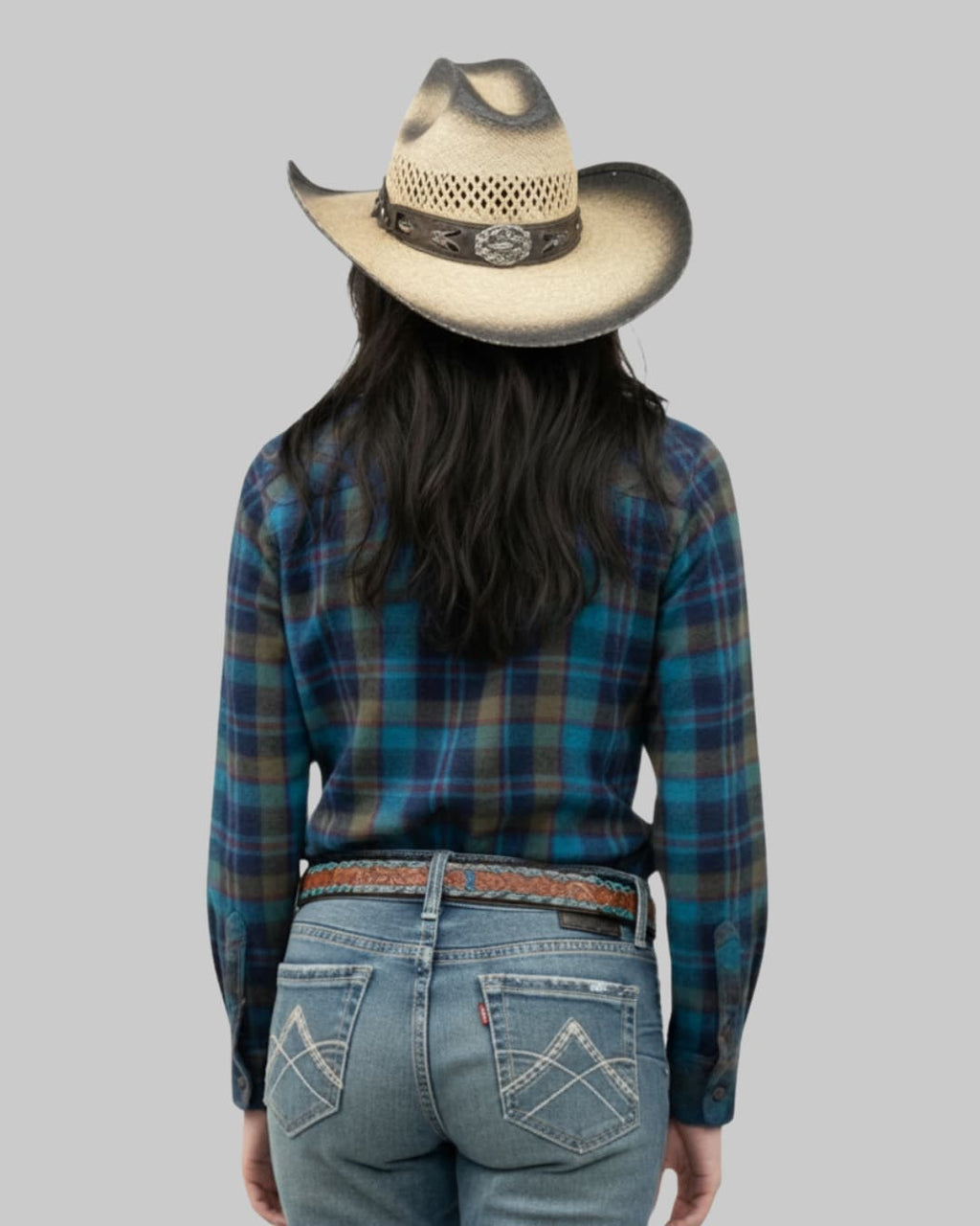 Outback King | Cowgirl Classic Shirt | LT Blue/Red Flannel Check
