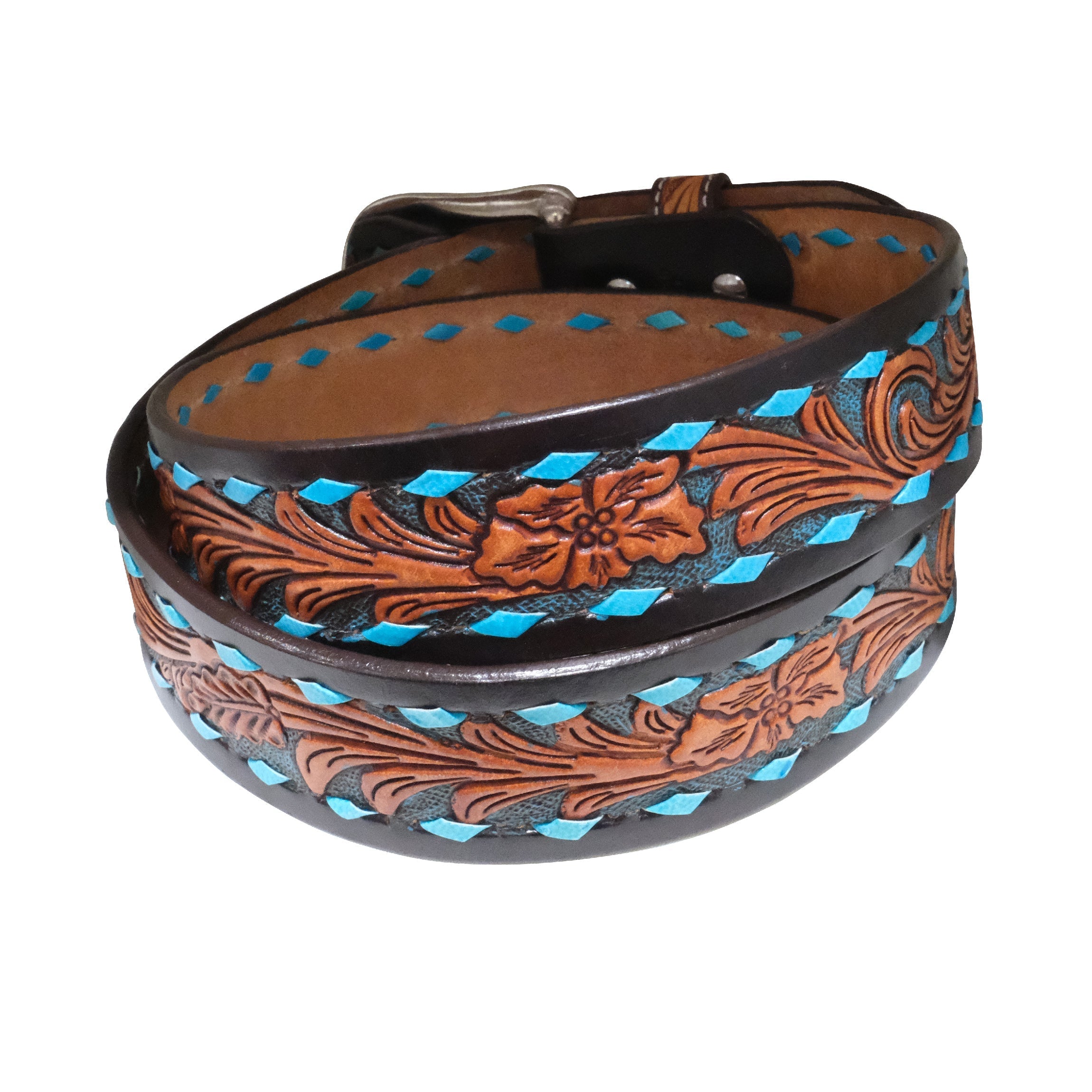 Outback King | Buck Stitch Western Belt | Turquoise