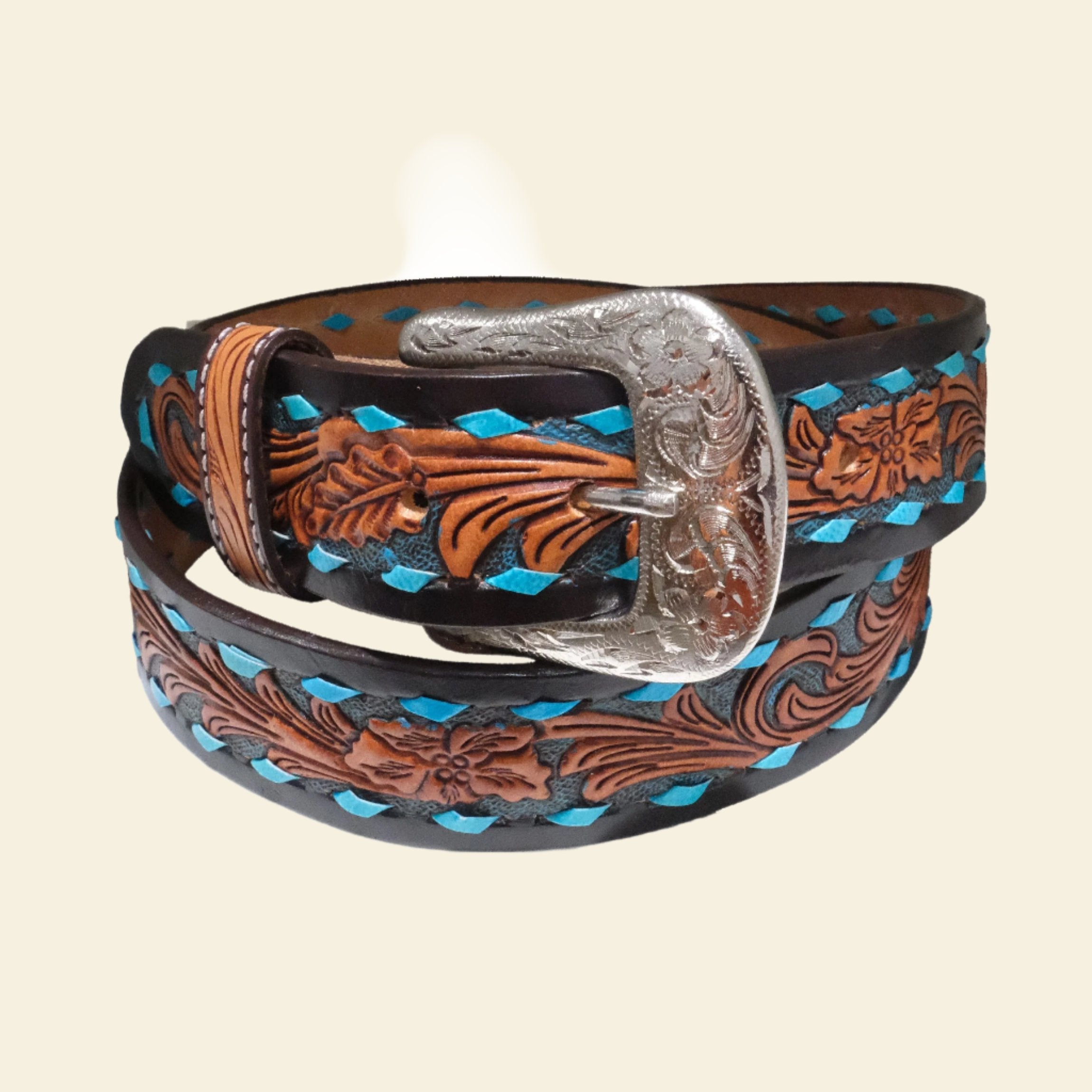 Outback King | Buck Stitch Western Belt | Turquoise